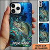 Maxcorners Fishing Deep Blue Coral Reef Customized Name 3D Phone Case