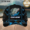 Maxcorners Fishing Neon Blue Geometric Black Mesh Customized Name 3D Cap