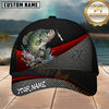 Maxcorners Fishing Neon Ocean Black Red Metal Mesh Customized Name 3D Cap