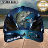 Maxcorners Fishing Deep Blue Fish Scale Metallic Mesh Customized Name 3D Cap