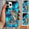 Maxcorners Fishing Black Teal Marble Lure Customized Name 3D Phone Case