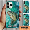 Maxcorners Fishing Teal Aqua Marble Wave Customized Name 3D Phone Case
