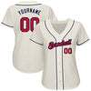 Maxcorners Custom Cream Red-Navy Authentic Baseball Jersey LM2605