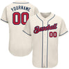 Maxcorners Custom Cream Red-Navy Authentic Baseball Jersey LM2605