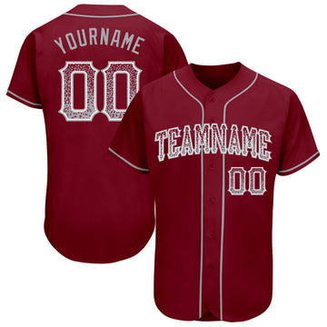 Maxcorners Custom Crimson Gray-White Authentic Drift Fashion Baseball Jersey LM2605