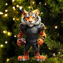 Maxcorners Personalized Tiger Mascot Football Player Christmas 3D Ornament, Custom Holiday Tree Decor, Perfect Gift for Rugby Lover