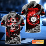 Maxcorners Red Skull Billiard Personalized Name Unisex Shirt