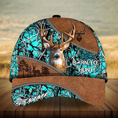 Maxcorners Epic Art Deer Hunting Zip Leather Pattern 3D Multicolor Personalized Cap