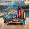 Maxcorners Fishing  American Flag Fishing Hook Multi Options Personalized Name 3D Classic Cap (11 Fish Species)