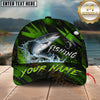 Maxcorners Fishing Neon Green Splash Personalized Name 3D Cap (12 Fish Species)