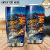 Maxcorners Fishing Tumbler Fishing and Beer Graphic Design Personalized Name Tumbler (13 Species)
