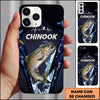 Maxcorners Dark Hexagon Water Splash Personalized Name Phone Case (13 Fish Species)