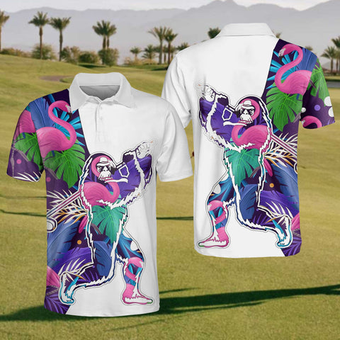 Maxcorners Jungle Swing Golf Polo Shirt, Golfing Apparel, Funny Golf Shirt