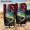 Maxcorners Fishing Tumbler Black Red Patriotic Slash Design Personalized Name Tumbler (13 Species)