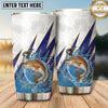 Maxcorners Fishing Tumbler White Blue Thunderbolt Splash Design Personalized Name Tumbler (13 Species)