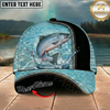 Maxcorners Fishing Light Blue Water Texture Black Trim Personalized 3D Cap (12 Fish Species)