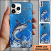 Maxcorners Blue Scale Lightning Water Splash Personalized Name Phone Case (13 Fish Species)