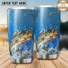 Maxcorners Fishing Tumbler Bright Blue Water Ripple Design Personalized Name Tumbler (13 Species)