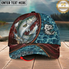 Maxcorners Fishing Red Lightning Water Texture Rope Personalized 3D Cap (12 Fish Species)