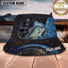 Maxcorners Fishing Dark Skull Fisherman with Dramatic Rod and Water Splash Personalized Name 3D Bucket Hat (13 Fish Species)