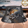 Maxcorners Fishing Torn Metal Mesh Personalized Name 3D Bucket Hat (12 Fish Species)