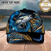 Maxcorners Fishing Blue Tribal Gold Accent Personalized Name 3D Shirt (13 Fish Species)