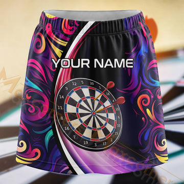 Maxcorners Darts Purple Fire Dartboard Personalized 3D Skort, Skirts With Shorts