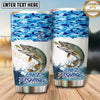 Maxcorners Fishing Tumbler Ocean Blue School Pattern Design Personalized Name Tumbler (13 Species)