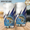 Maxcorners Fishing Tumbler White Blue Thunderbolt Splash Design Personalized Name Tumbler (13 Species)