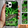 Maxcorners Fishing Electric Green Water Splash Personalized Name Phone Case (12 Fish Species)