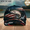Maxcorners Fishing Patriotic American Flag Splash Personalized 3D Cap (12 Fish Species)