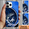 Maxcorners Fishing Dual Tone Swirl Wave Graphic Personalized Name Phone Case (12 Fish Species)