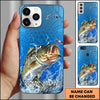 Maxcorners Blue Scale Lightning Water Splash Personalized Name Phone Case (13 Fish Species)