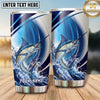 Maxcorners Fishing Tumbler Blue Silver Swoosh Wave Design Personalized Name Tumbler (13 Species)