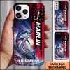 Maxcorners Fishing American Flag Personalized Name 3D Phone Case  (13 Fish Species)