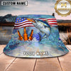Maxcorners Fishing Beer American Flag Personalized Name 3D Bucket Hat (12 Fish Species)