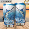 Maxcorners Fishing Tumbler White Aqua Hexagon Splash Design Personalized Name Tumbler (13 Species)