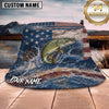 Maxcorners Fishing Patriotic Fishing Flag with Dynamic Water Personalized Name 3D Bucket Hat (13 Fish Species)
