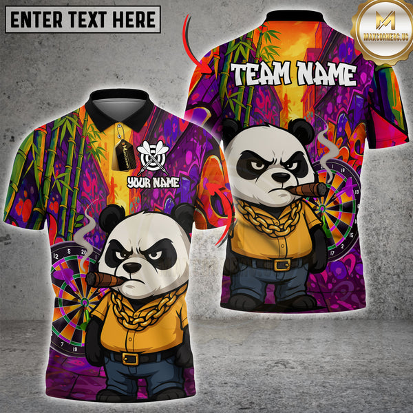 Maxcorners Darts Panda Cigar Graffiti Style  Multioptions Personalized Name, Team Name Unisex 3D Shirt (4 Colors)