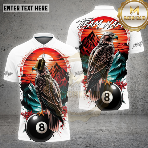 Maxcorners Billiards Shirt Hawk Sunset Mountain 8 Ball Multioptions Personalized Name, Team Name Unisex 3D Shirt