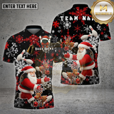 Maxcorners Bowling Shirt Santa Reindeer Snowflake Christmas Spirit Multioptions Personalized Name, Team Name Unisex 3D Shirt
