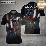 Maxcorners Bowling Shirt American Flag Claw Ripped Patriotic Style Multioptions Personalized Name, Team Name Unisex 3D Shirt