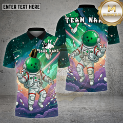 Maxcorners Bowling Shirt Astronaut Space Bowling Cosmic Galaxy Multioptions Personalized Name, Team Name Unisex 3D Shirt