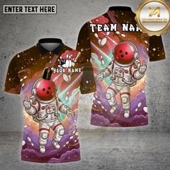 Maxcorners Bowling Shirt Astronaut Space Bowling Cosmic Galaxy Multioptions Personalized Name, Team Name Unisex 3D Shirt