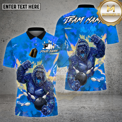 Maxcorners Bowling Shirt Lightning Gorilla Power Strike Multioptions Personalized Name, Team Name Unisex 3D Shirt