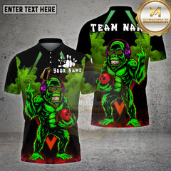 Maxcorners Bowling Shirt Neon Gorilla DJ Bowling Power Multioptions Personalized Name, Team Name Unisex 3D Shirt