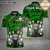 Maxcorners Bowling Shirt Black Angry Bear Bowling Game Multioptions Personalized Name, Team Name Unisex 3D Shirt