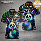 Maxcorners Bowling Shirt Neon Panda Bowling Rainbow Strike Multioptions Personalized Name, Team Name Unisex 3D Shirt