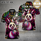 Maxcorners Bowling Shirt Neon Panda Bowling Rainbow Strike Multioptions Personalized Name, Team Name Unisex 3D Shirt