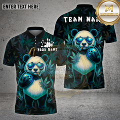Maxcorners Bowling Shirt Cool Panda 420 Leaf Bowling Smoke Multioptions Personalized Name, Team Name Unisex 3D Shirt